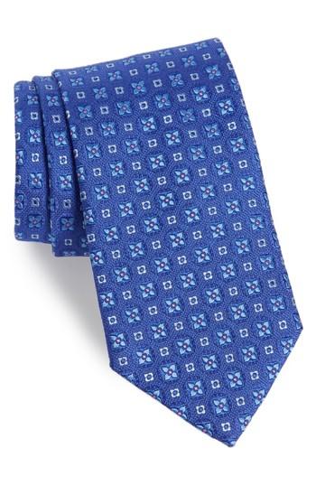 Men's David Donahue Floral Silk Tie, Size - Blue