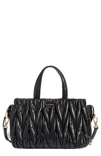 Miu Miu Matelasse Leather Top Handle Satchel - Black