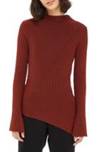 Women's Topshop Asymmetrical Ribbed Sweater Us (fits Like 0-2) - Metallic
