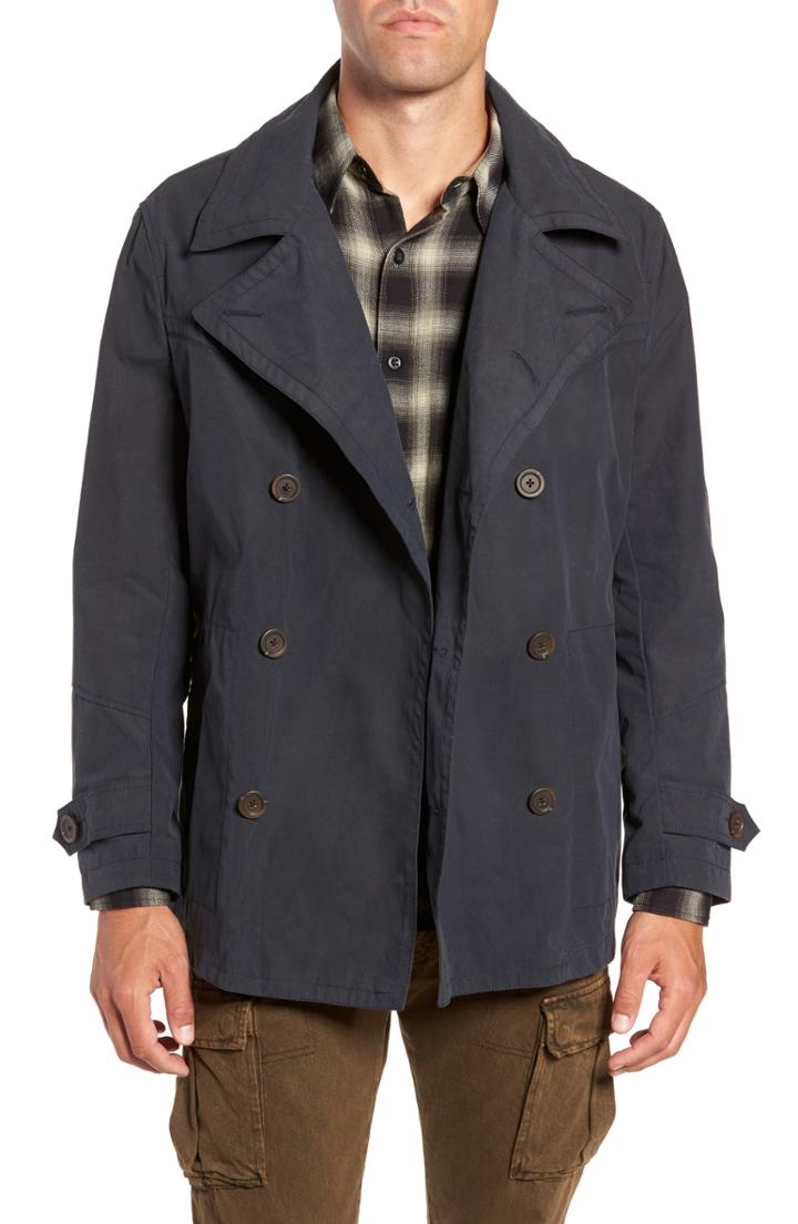 Men's Frye James Oilcloth Cotton Coat - Blue