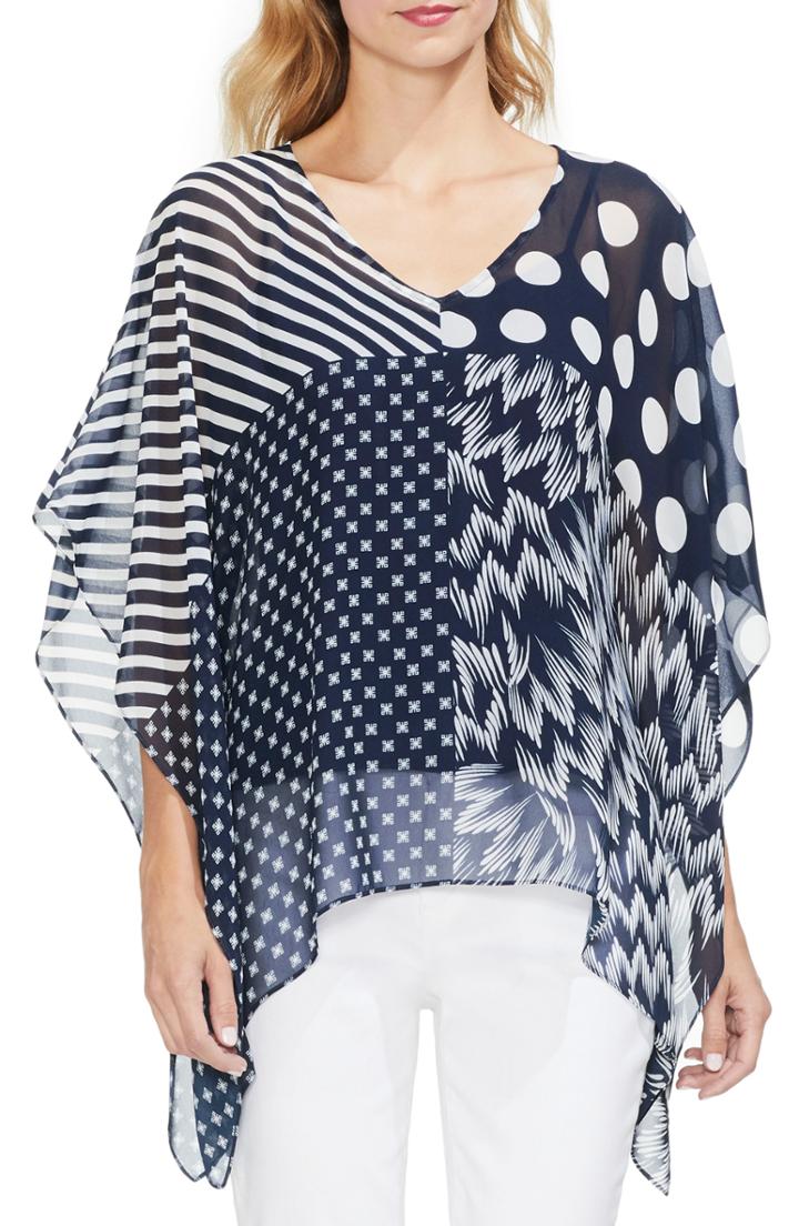 Women's Vince Camuto Maze Patchwork Top, Size - Blue