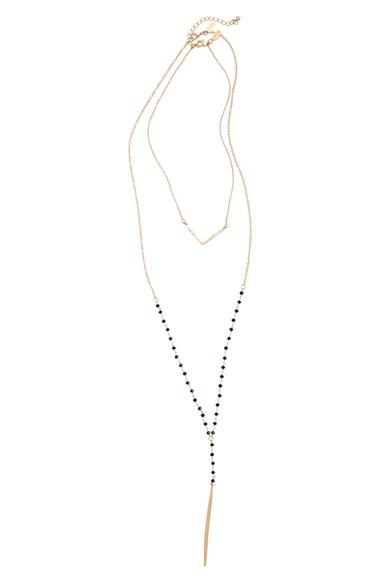 Women's Canvas Jewelry Set Of 2 Glass Bead & Pendant Necklaces