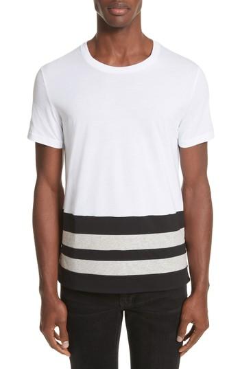 Men's Burberry Radley Stripe Hem T-shirt, Size - White