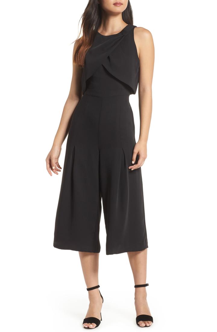 Women's Moon River Mesh Ruffle Velvet Jumpsuit