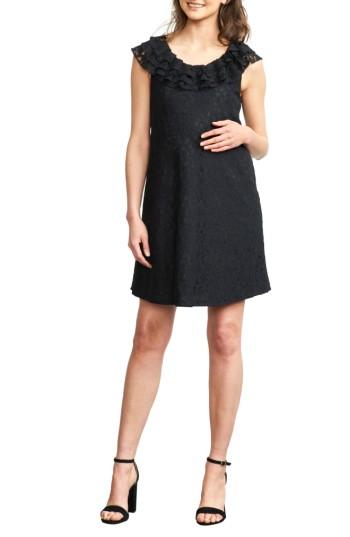 Women's Maternal America Ruffled Maternity Dress - Black