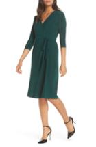 Women's Eliza J Smocked Shoulder Wrap Dress - Green