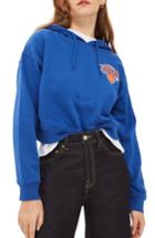Women's Topshop X Unk Ny Knicks Crop Hoodie - Blue