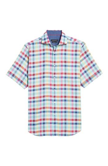 Men's Bugatchi Classic Fit Check Sport Shirt, Size - Green