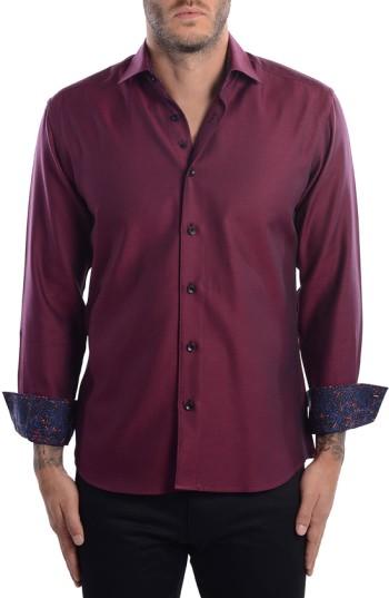 Men's Bertigo White Arrow Dobby Modern Fit Sport Shirt X-large - Red
