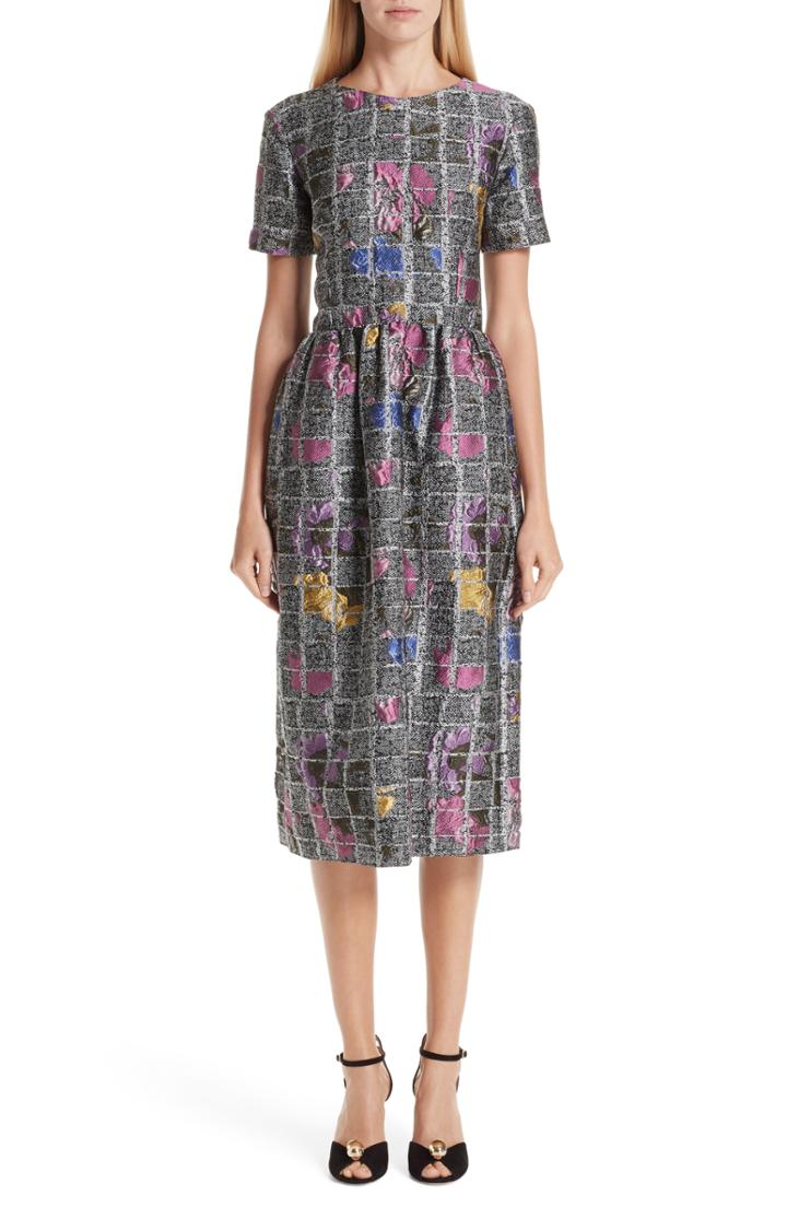 Women's Malene Oddershede Bach Quest Floral Jacquard Midi Dress - Grey