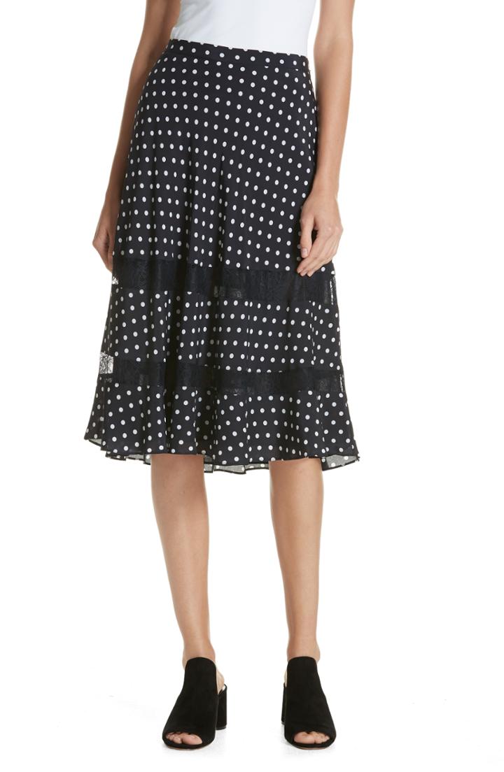 Women's Lewit Lace Trim Dot Silk Skirt