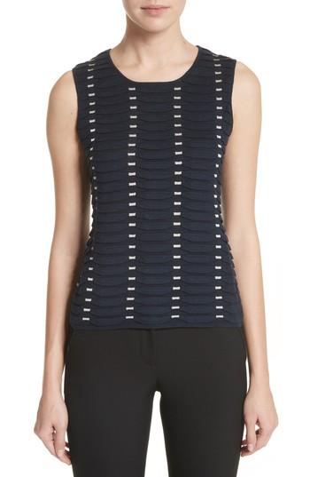 Women's Emporio Armani Jacquard Relief Knit Shell Us / 42 It - Blue