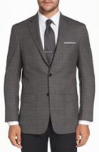Men's Hart Schaffner Marx Classic Fit Plaid Stretch Wool Sport Coat L - Grey