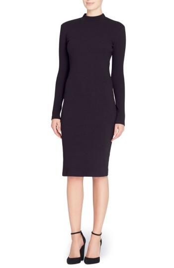 Women's Catherine Catherine Malandrino 'kristiana' Knit Midi Dress - Black