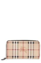 Women's Burberry Elmore Check Coated Canvas & Leather Zip Around Wallet -