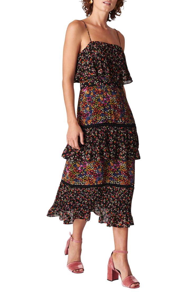 Women's Whistles Skylar Peony Print Tiered Dress Us / 6 Uk - Black