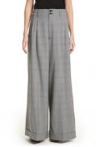 Women's Comme Des Garcons Plaid Wide Leg Wool Pants - Grey