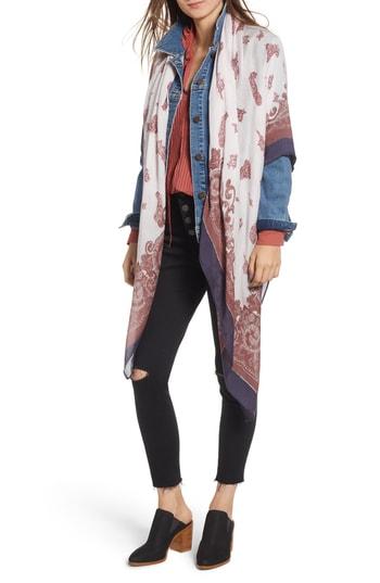 Women's Treasure & Bond Border Print Paisley Scarf, Size - Purple