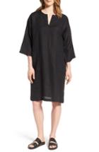 Women's Eileen Fisher Organic Linen Shift Dress, Size - Black