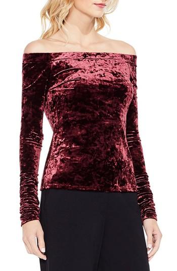 Women's Vince Camuto Ruched Off The Shoulder Velvet Top