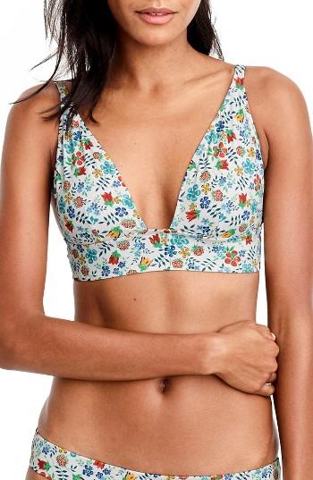 Women's J.crew Liberty Print Deep V-neck Bikini Top