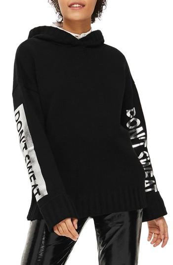 Women's Topshop Don't Sweat Knit Hoodie - Black