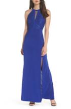 Women's Morgan & Co. Lace & Jersey Gown /10 - Blue