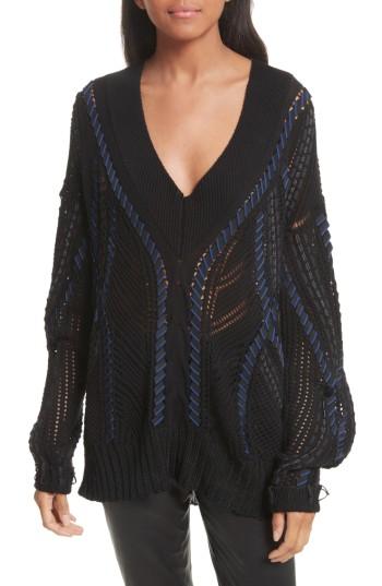 Women's Rag & Bone Lucie Pointelle Knit Cotton Sweater, Size - Black