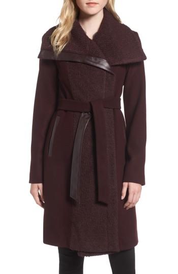 Women's Vince Camuto Textured Double Breasted Coat - Red
