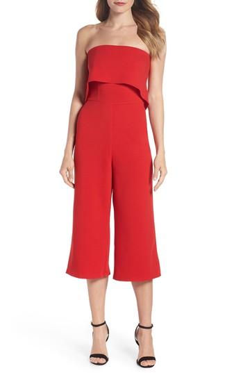 Women's Dorothy Perkins Strapless Culotte Jumpsuit Us / 8 Uk - Red