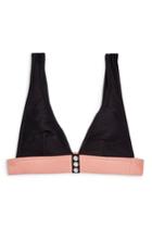 Women's Topshop Button Ribbed Triangle Bikini Top Us (fits Like 0) - Black