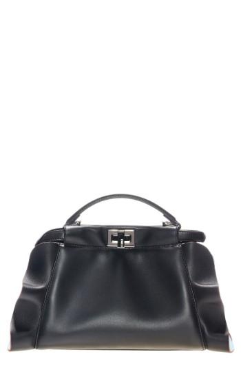Fendi 'mini Peekaboo - Wave' Leather Bag - Black