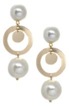 Women's Ettika Imitation Pearl Disc Drop Earrings