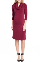 Women's Lilac Clothing Cowl Neck Maternity Dress - Burgundy