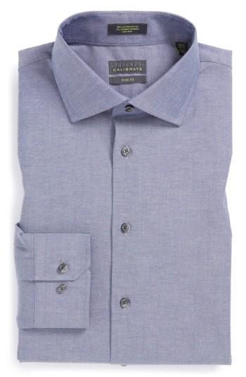 Men's Calibrate Trim Fit Non-iron Stretch Cotton Dress Shirt .5 - 34/35 - Blue
