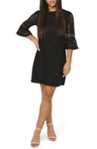 Women's Dorothy Perkins Lace Flare Cuff Shift Dress Us / 8 Uk - Black