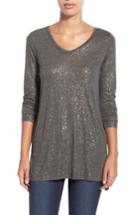 Women's Halogen Long Sleeve Lightweight Tunic, Size - Grey