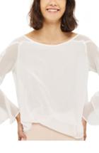 Women's Topshop Lace-up Bell Sleeve Top Us (fits Like 0) - Ivory