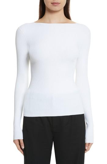 Women's Vince Boat Neck Ribbed Top - White
