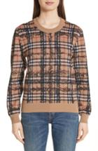 Women's Burberry Kern 48 Scribble Check Merino Wool Sweater - Brown