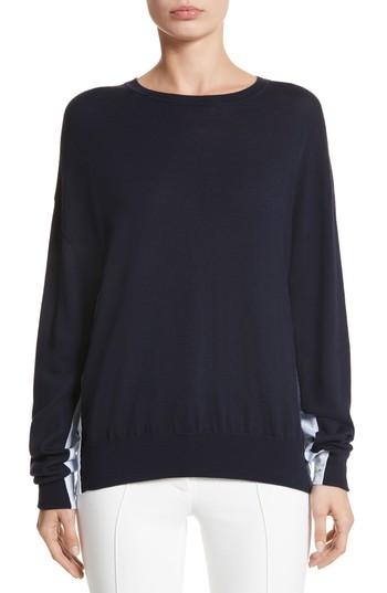 Women's Adam Lippes Cotton Gusset Merino Wool Sweater - Black