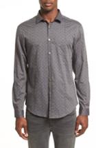 Men's John Varvatos Collection Jacquard Stripe Sport Shirt - Grey