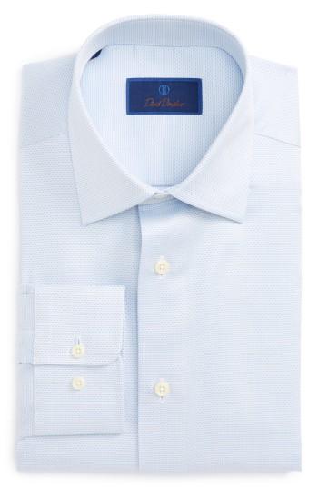Men's David Donahue Regular Fit Solid Dress Shirt 34/35 - Blue