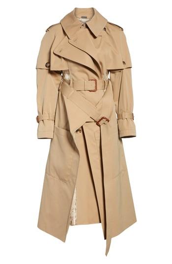 Women's Alexander Mcqueen Patchwork Floral Jacquard Trench Coat Us / 42 It - Beige