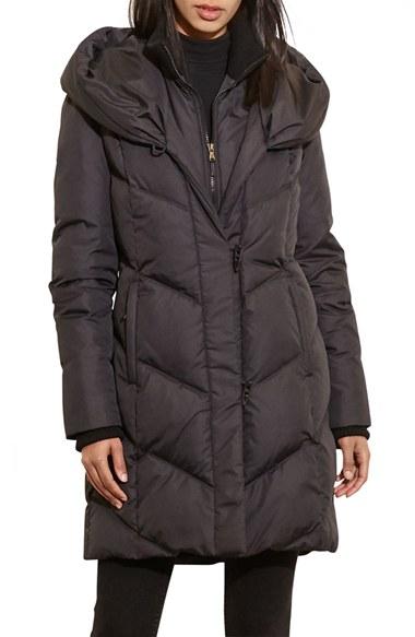 Women's Lauren Ralph Lauren Quilted Hooded Coat With Knit Trim