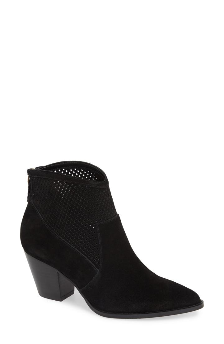 Women's Treasure & Bond Boone Perforated Western Bootie M - Black