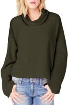 Women's Michael Stars Reversible Raglan Sleeve Turtleneck Sweater - Green