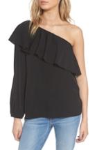 Women's 7 For All Mankind One-shoulder Ruffle Blouse - Black