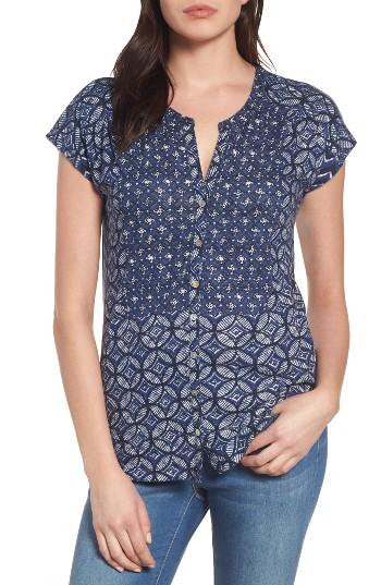 Women's Lucky Brand Decanta Border Print Top - Blue