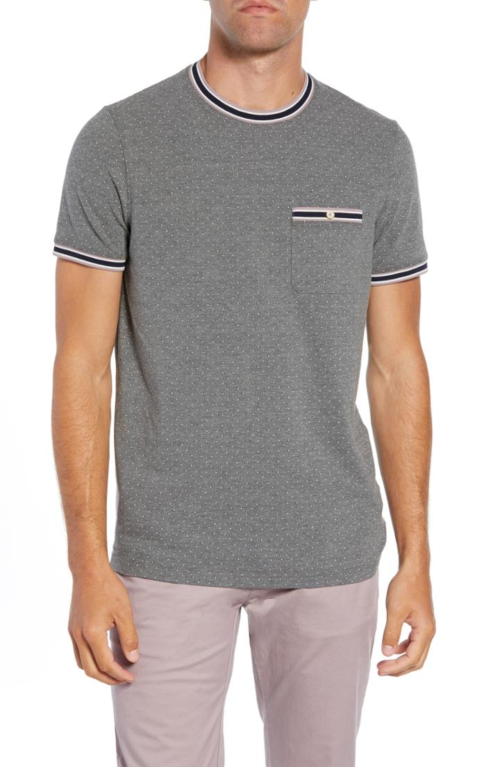 Men's Ted Baker London Glaad Trim Fit Mini Spot T-shirt (m) - Grey